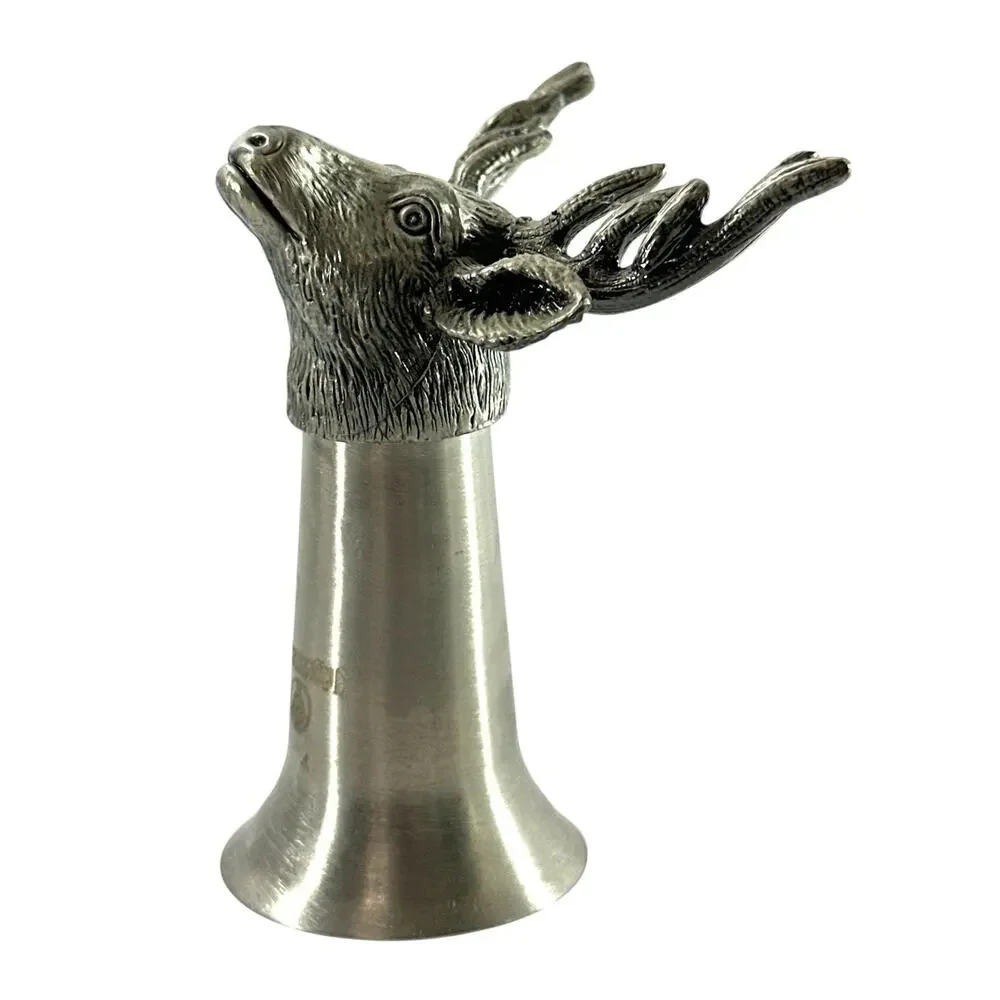 Jägermeister Deer Head Pewter Shot Glass 3.5” Hunting Stag Barware Germany